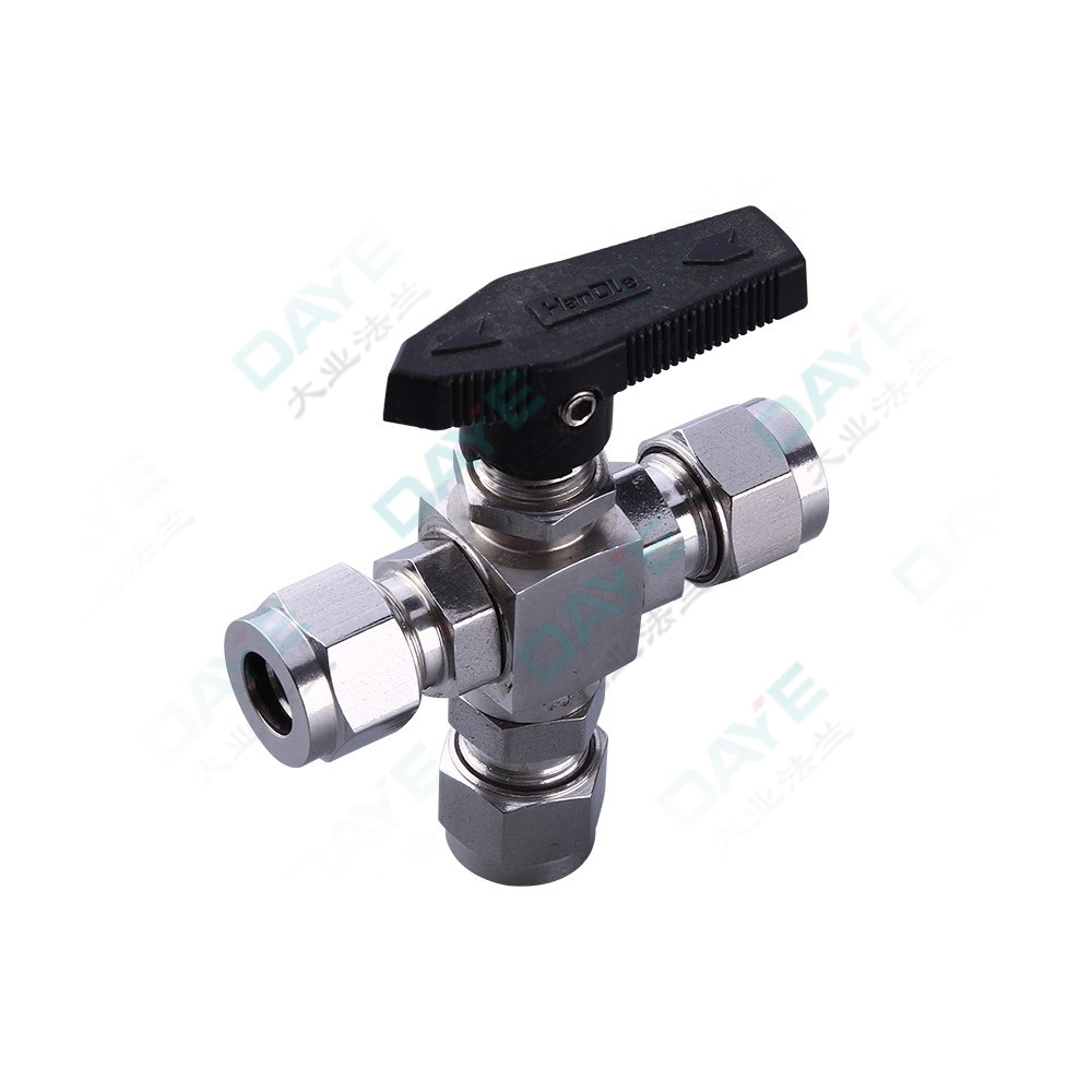 Three way ball valve with ferr